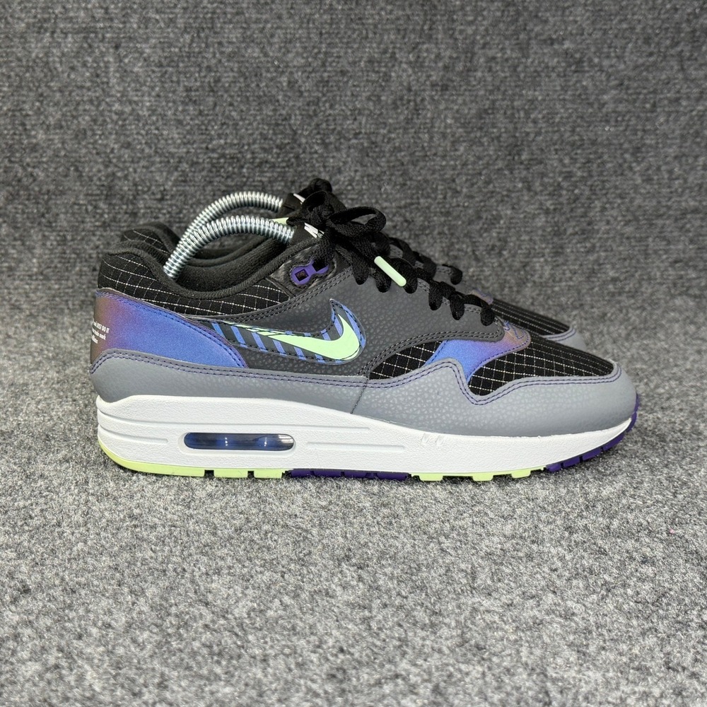 Nike Air Max 1 Athletic Retro Shoes Men's 8 Future Swoosh Pack Black Grey Purple